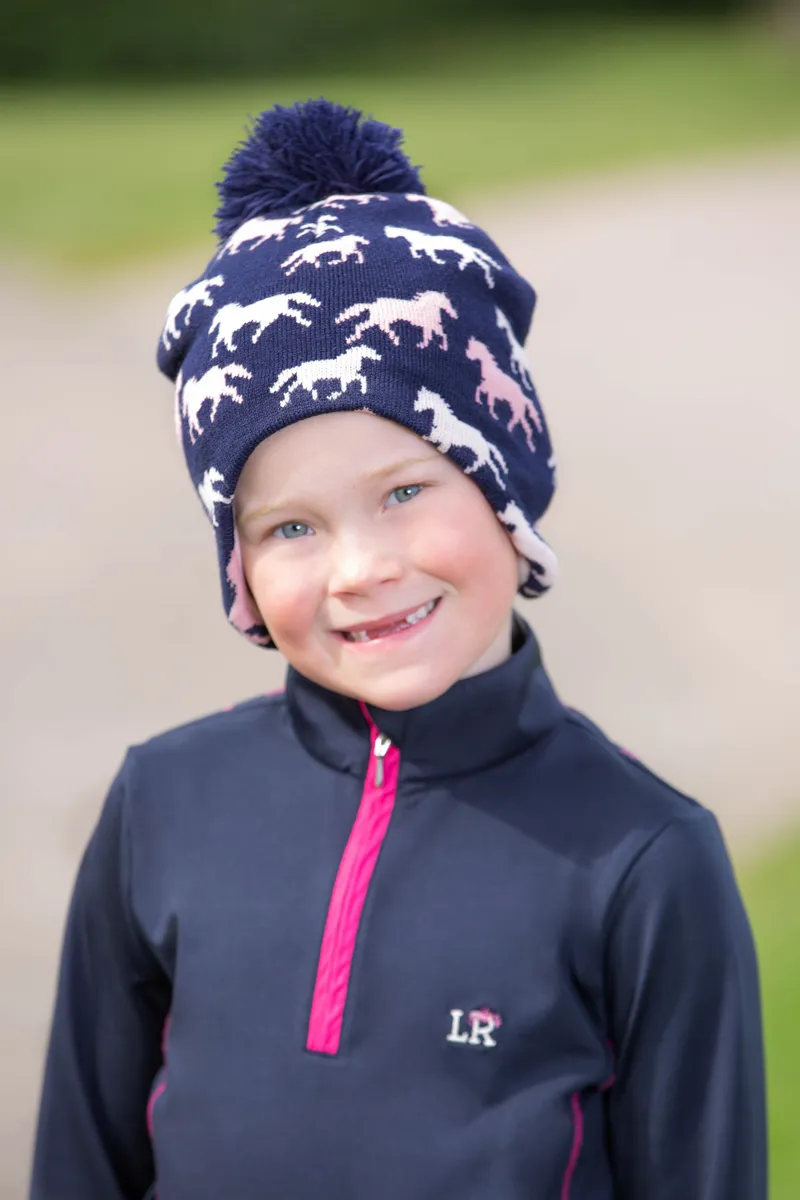 Hy Equestrian Flaine Children's Hat - Navy/Pink-1